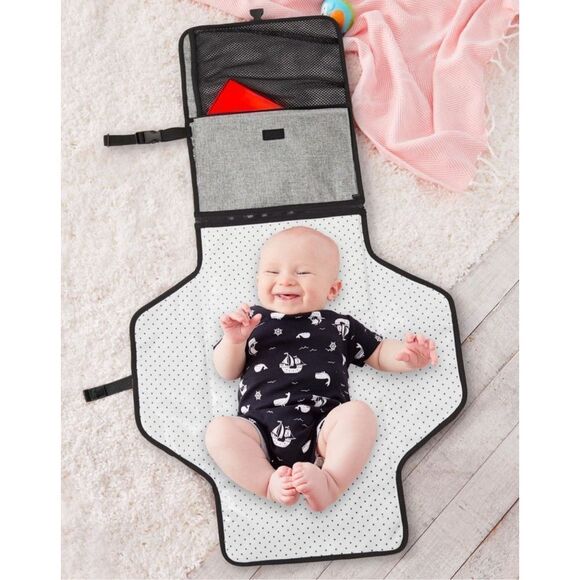 Skip Hop Pronto Portable Baby Changing Pad Chevron Stripe Gray Ivory - Picture 7 of 7